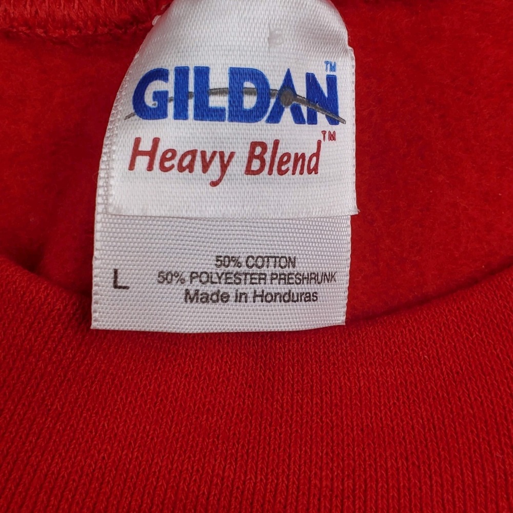 Gildan Heavy Blend Red Crewneck Sweatshirt Embroidered "Grandma's House" Large - Picture 6 of 8